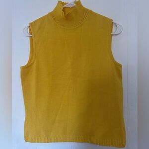 St. John Sport Essentials Marie Gray yellow mustard sleeveless turtleneck size S